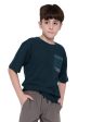 Octave Boy Solid Round Neck Drop Shoulder Sleeves Pockets T-Shirt Sale