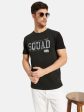 Typographic Print T-Shirt With Contrast Sleeves For Cheap