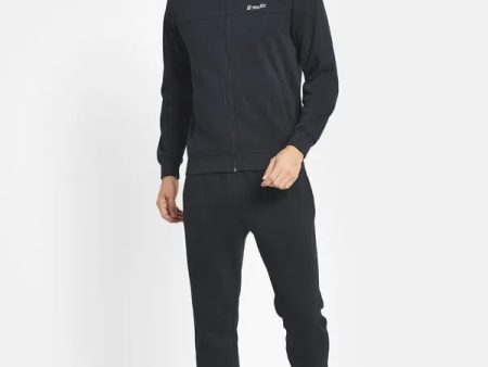 Men Navy Blue Solid Cotton Tracksuits Supply