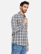 Mettle Men Grey Opaque Checked Casual Shirt Online