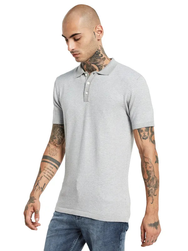 Mettle Striped Polo Collar Regular Fit Casual T-Shirt Sale