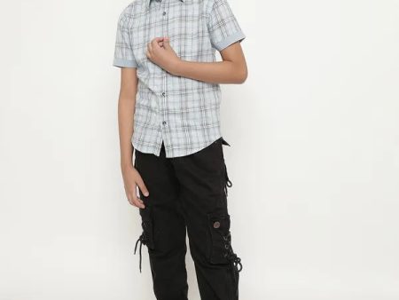 Octave Boys Tartan Checked Cotton Casual Shirt For Sale