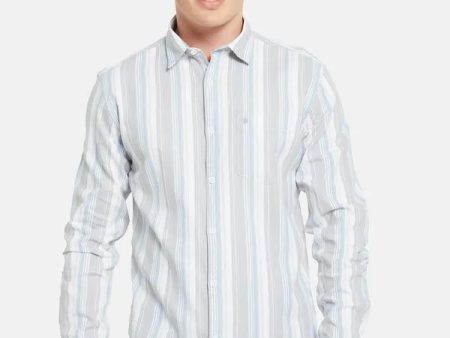 Mettle Vertical Striped Cotton Casual Shirt Supply