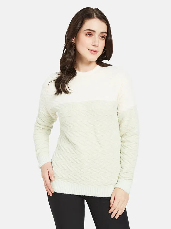 Mettle Women Olive Green Colourblocked Pullover Online Sale