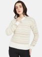 Mettle Women Cream-Coloured  Brown Chevron Printed Pullover Online