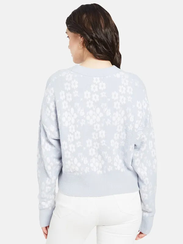 Mettle Women Blue  White Floral Printed Pullover Supply