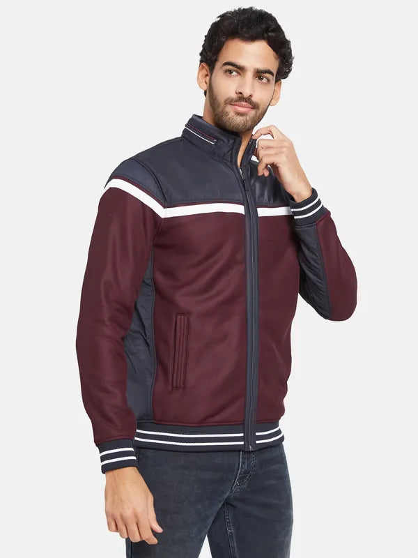 Octave Men Maroon Colourblocked Sweatshirt For Discount