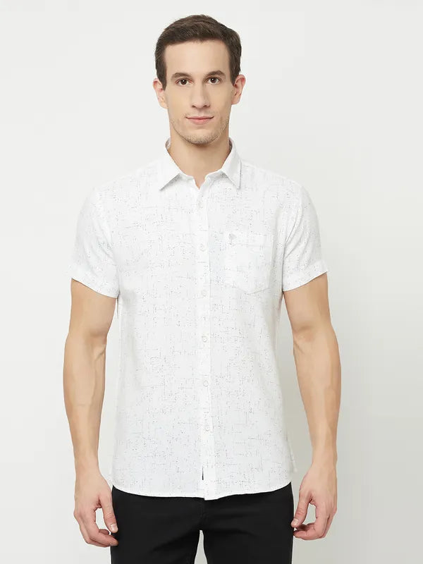 Mettle Men White Printed Casual Shirt Cheap