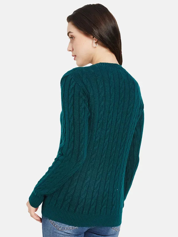 Mettle Women Green Striped Pullover Online now