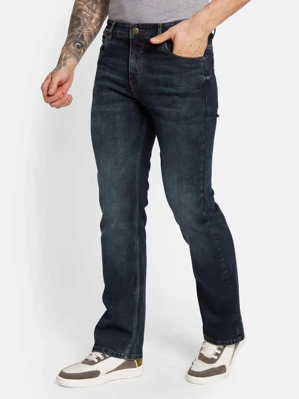 Octave Men Bootcut Low Distress Light Fade Stretchable Jeans Online Sale