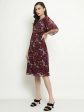 Mettle Floral Printed Flared Sleeves A-Line Dress For Cheap