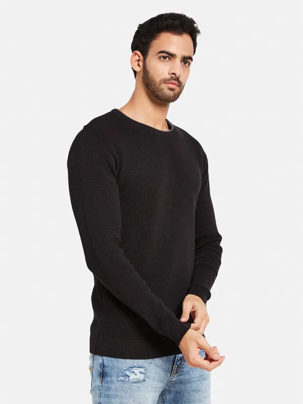 Round Neck Ribbed Cotton Pullover Supply