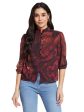 Mettle Floral Print Mandarin Collar Puff Sleeve Cotton Shirt Style Top For Cheap