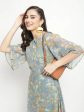 Mettle Floral Printed Flared Sleeve A-Line Dress Online Sale