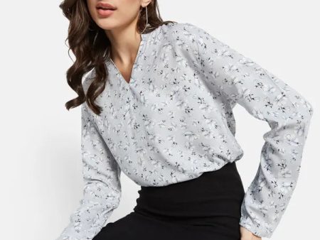 Half Band V Neck Floral Print Top For Sale