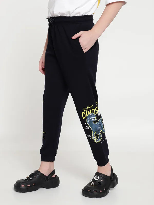 Octave Boys Cotton Printed Mid Rise Joggers For Sale