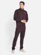 Men Burgundy Solid Cotton Tracksuit For Discount