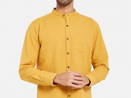 Mettle Men Yellow Opaque Casual Shirt For Sale