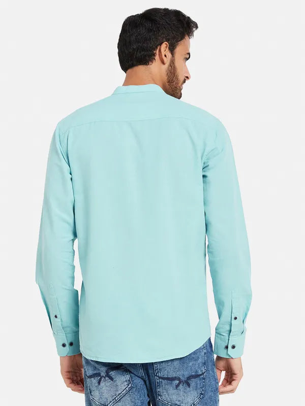 Mettle Men Blue Opaque Casual Shirt For Sale