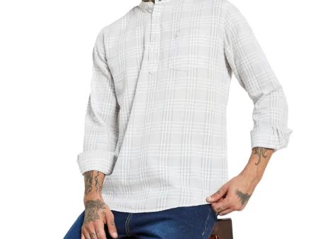 Mettle Mandarin Collar Checked Cotton Casual Shirt Supply