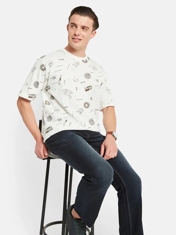 Octave Conversational Printed Cotton Casual T-Shirt Sale