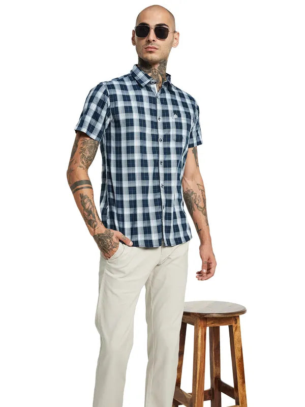 Mettle Men Gingham Checked Cotton Casual Shirt For Discount