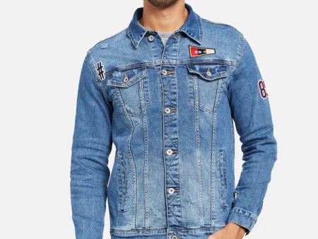 Mettle Men Blue Woven Jacket Online Hot Sale