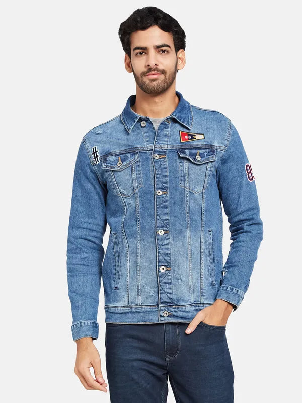 Mettle Men Blue Woven Jacket Online Hot Sale