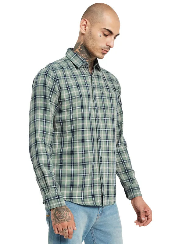 Mettle Spread Collar Tartan Checked Casual Shirt For Discount