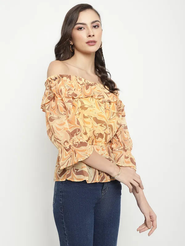 Mettle Abstract Printed Off-Shoulder Bardot Top Online