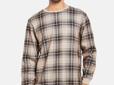 Octave Men Khaki Checked Sweatshirt Hot on Sale