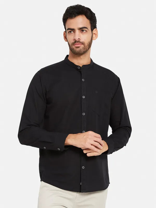 Mettle Men Black Opaque Casual Shirt Discount