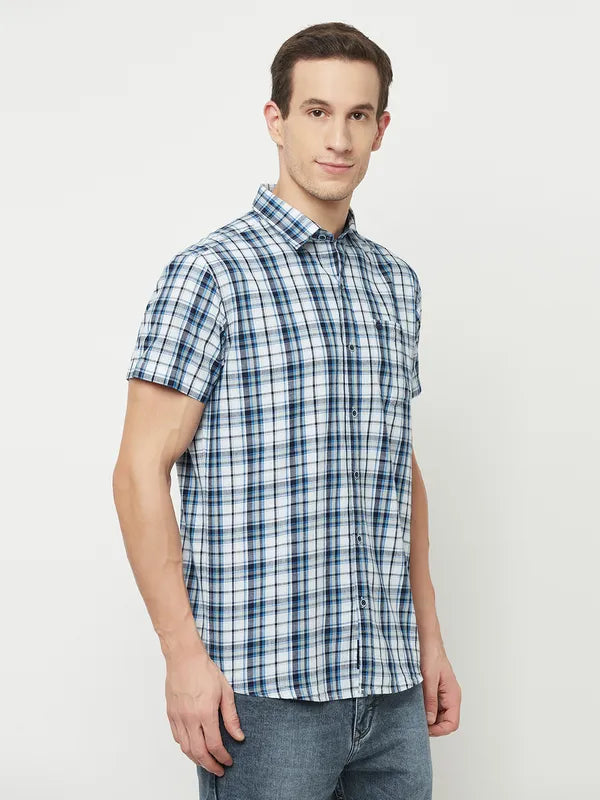 Mettle Men White Tartan Checks Checked Casual Shirt Discount