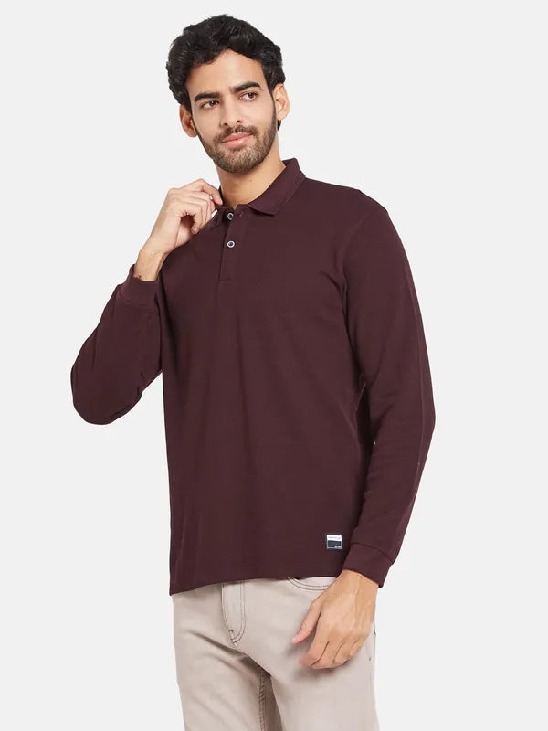 Mettle Men Maroon Polo Collar T-Shirt Supply