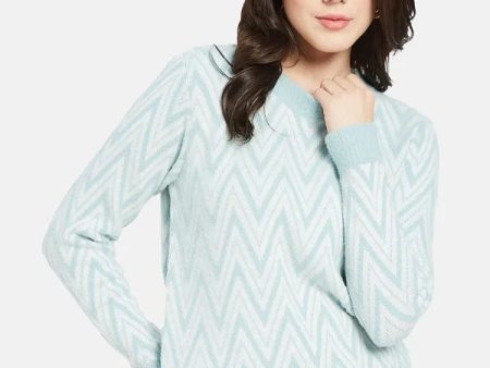 Mettle Women Blue  White Printed Pullover Online now