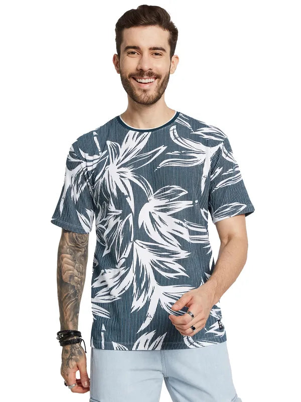 Octave Men Printed Tropical Raw Edge T-Shirt Online Hot Sale