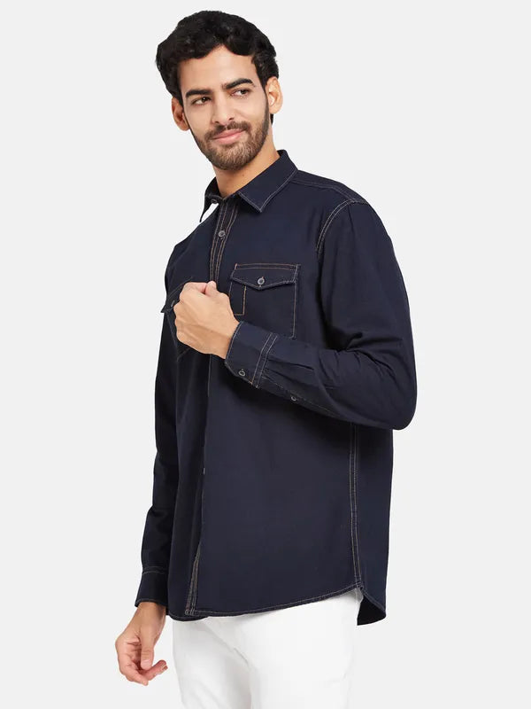 Mettle Men Blue Casual Shirt For Cheap