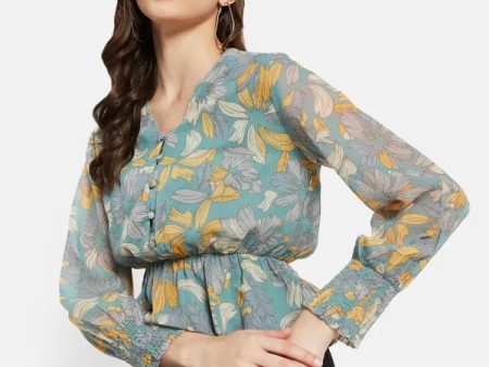 Floral Peplum Top Hot on Sale