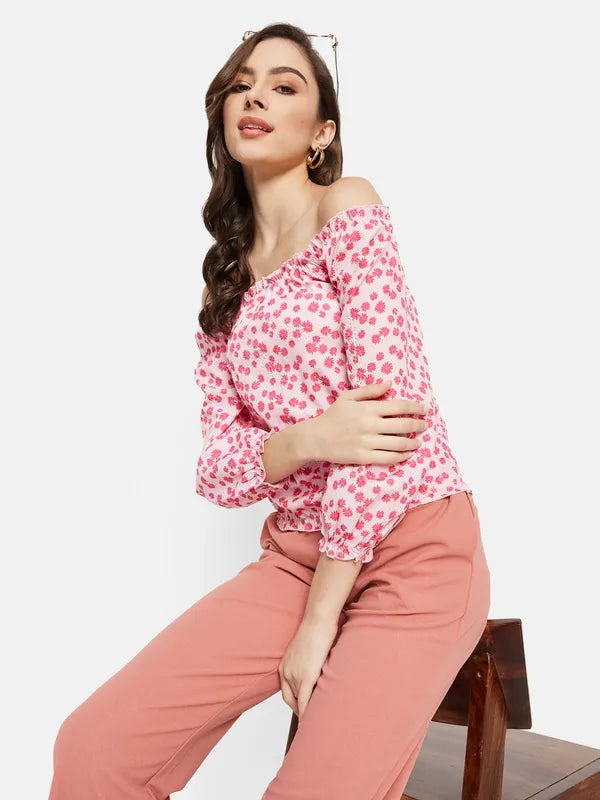 Off Shoulder Floral Print Top Online