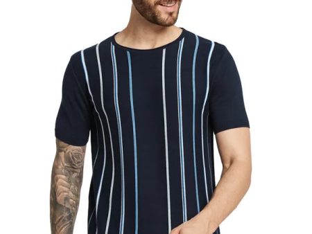 Mettle Men Round Neck Striped T-Shirt For Cheap