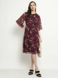 Mettle Floral Printed Flared Sleeves A-Line Dress For Cheap