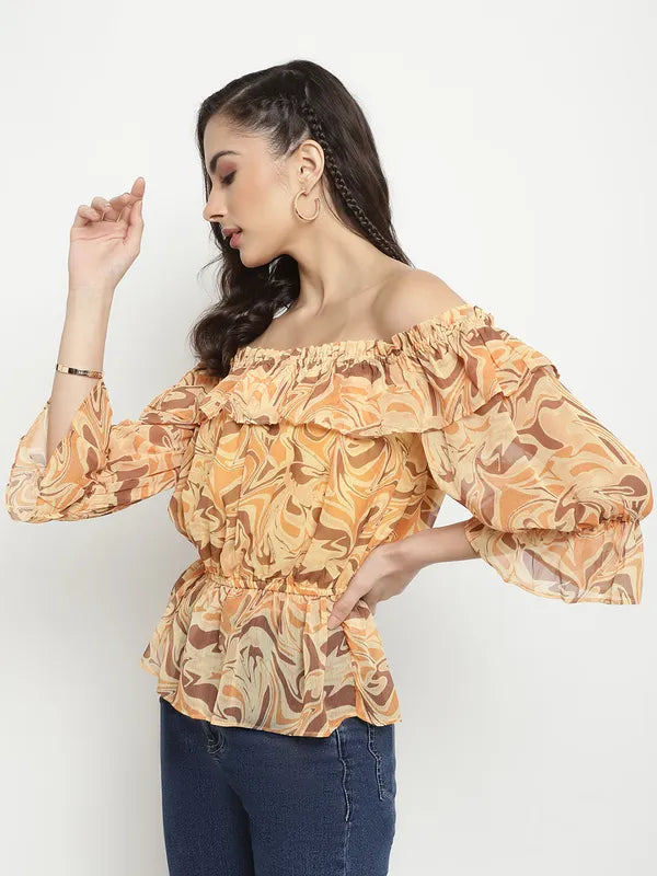 Mettle Abstract Printed Off-Shoulder Bardot Top Online