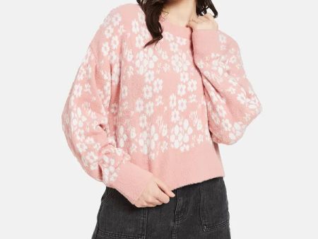 Mettle Women Pink  White Floral Printed Pullover Online Hot Sale