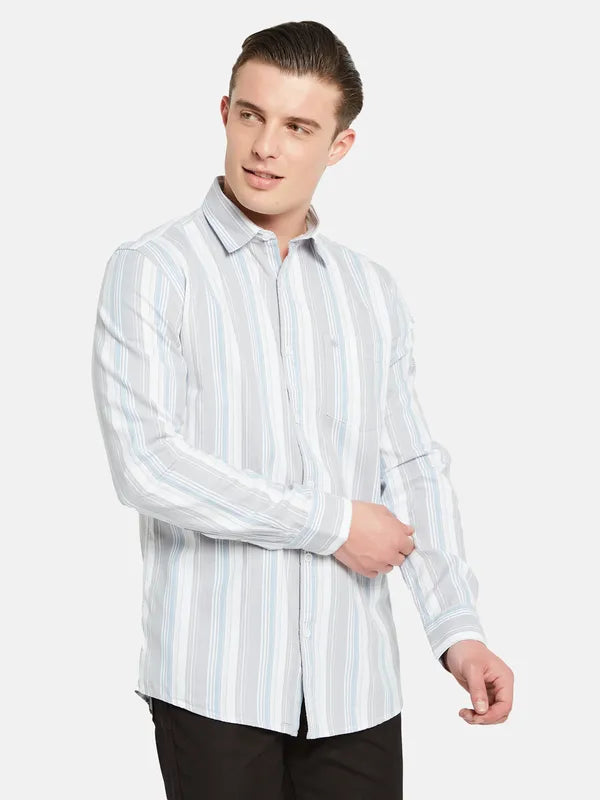 Mettle Vertical Striped Cotton Casual Shirt Supply