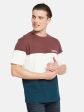 Octave Round Neck Short Sleeves Colourblocked Regular Fit Cotton T-Shirt Online Sale