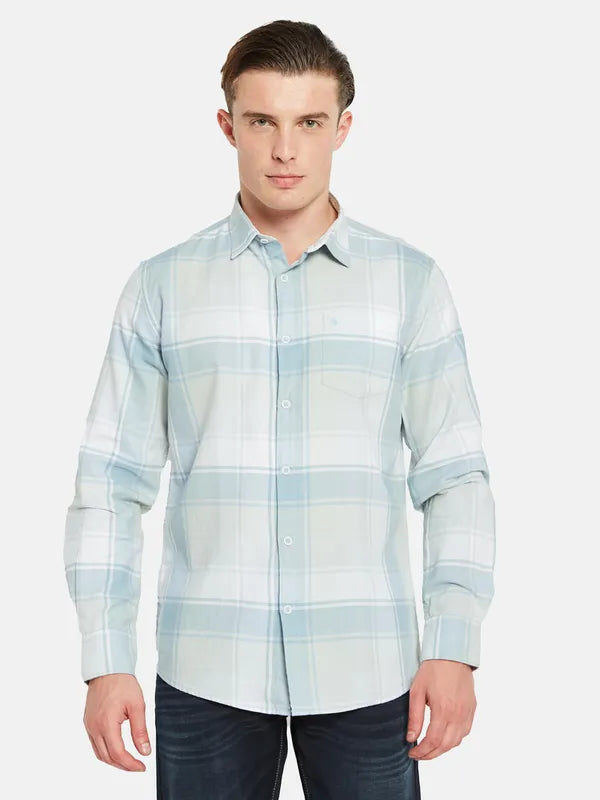 Mettle Tartan Checked Spread Collar Cotton Casual Shirt For Cheap