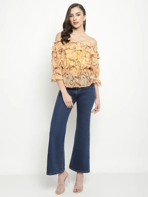 Mettle Abstract Printed Off-Shoulder Bardot Top Online