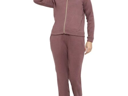 Mettle Women Purple Solid Fleece Tracksuit Discount