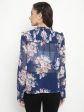 Mettle Floral Printed High Neck Ruffles Regular Top Fashion