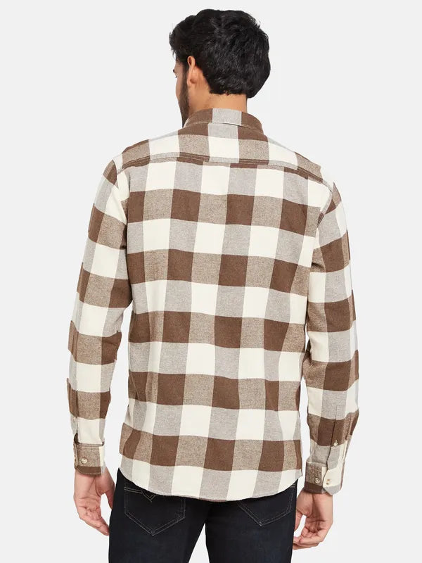 Mettle Men Brown Checked Casual Shirt Online now